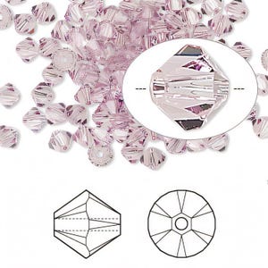 4mm Light Amethyst Swarovski 5301 5328 Bicone - Swarovski Crystal Passions®, Crystal Light Amethyst - 48 pieces per pack