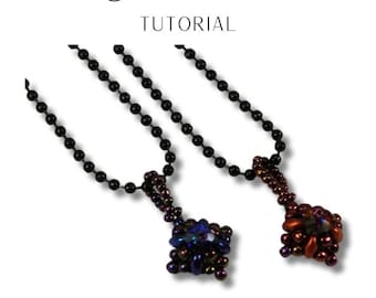 Charm Pendant Tutorial Beginner RAW Right Angle Weave Seed Bead Beadweaving PDF - KR030