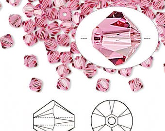 4 mm Cristallo Swarovski Rosa 5301 5328 Bicono - 4 mm Xilion Bicono Cristallo Swarovski Passions®, Rosa - Confezione da 48