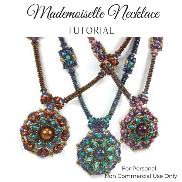 KR035 Beading TUTORIAL - Mademoiselle Necklace -Beadweaving Instructions Seed Bead Jewelry Pattern - DIY Etutorial - SuperDuo - CRAW