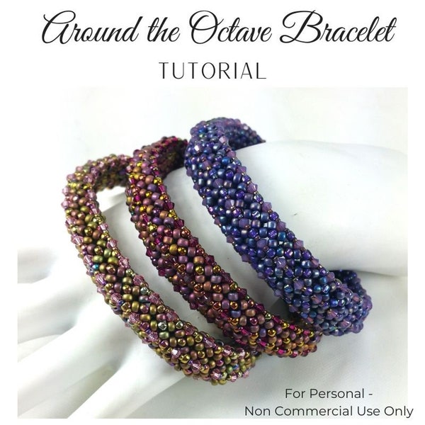 KR033 Beading TUTORIAL - Around the Bend Octave Bangle - Beadweaving Instructions - Jewelry Tutorial - Seed Bead Jewelry Pattern - DIY CRAW