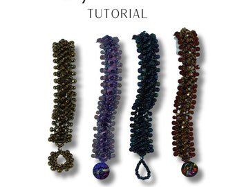 Sophie Bracelet Beading Tutorial, Tila Bead Ladder Stitch Seed Bead Pattern PDF Download KR010