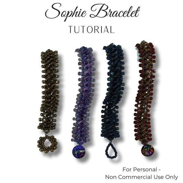 KR010 Beading TUTORIAL - Sophie Bracelet Beadweaving Instructions Seed Bead Jewelry Pattern - DIY Etutorial - Drop Beads - Tila Beads