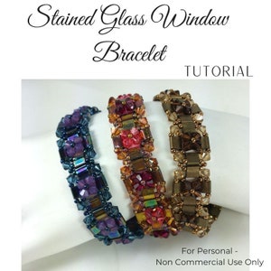 KR003 Beading TUTORIAL - Stained Glass Window Beadweaving Instructions Seed Bead Jewelry Pattern - DIY Etutorial - Tila Bead - 4mm Crystals