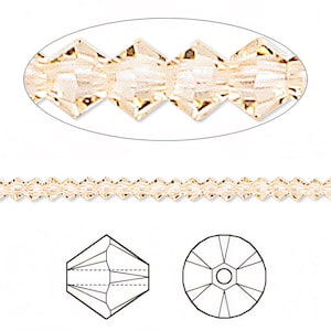 4mm Light Peach Swarovski Crystal 5301 5328 Bicone - Swarovski crystal, Crystal Passions®, 4mm Lt Peach - Package of 48