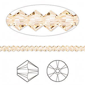 3mm Light Peach Swarovski Crystal 5301 5328 Bicone - Swarovski crystal, Crystal Passions®, 3mm Lt Peach - Package of 48