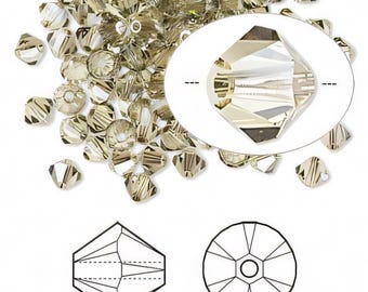 4mm Jonquil Satin Swarovski 5301 5328 Bicone - Swarovski Crystal Passions®, Crystal Jonquil Satin- 48 pieces per pack