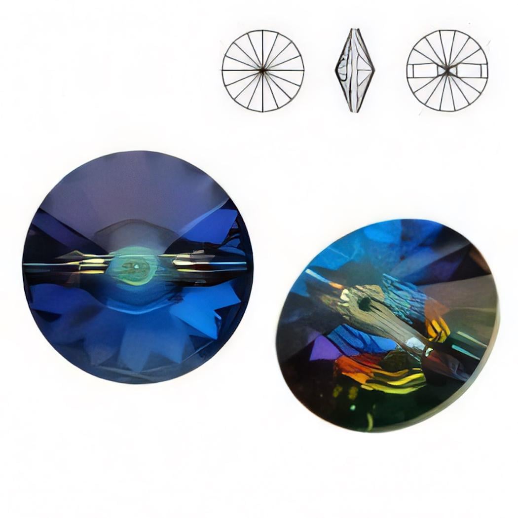 2 pezzi 12 mm 14 mm - 18 mm (1 pezzo) 3015 Swarovski Crystal Rivoli Button - Bottone in lamina di cristallo - Disponibili varie dimensioni e colori - Confezione da 2