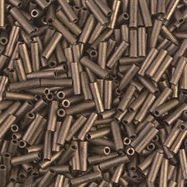 6mm 2006 - Bugle Beads Matte Metallic Bronze - 6mm - Size #2 - Miyuki  Japanese Bugles - Sold in 10 grams