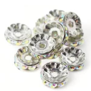 5mm Vintage Silver Swarovski® Crystal AB  Rhinestone Rondelle - Silver Swarovski Crystal Rhinestone Rondelle - Crystal AB - Package of 12