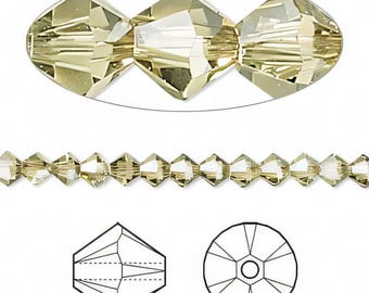 6mm Jonquil Satin Swarovski 5301 5328 Bicone - Swarovski Crystal Passions®, 6mm Crystal Jonquil Satin - Pack of 24