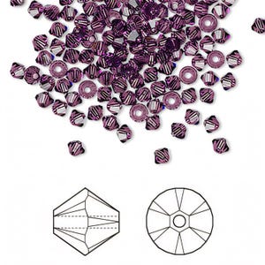 6mm Amethyst Swarovski 5301 5328 Bicone - Swarovski Crystal Passions®, Crystal 6mm Amethyst - Package of 24 pieces
