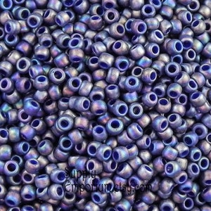 Size 8/0 Semi-Glazed Rainbow - Navy Blue, Toho #8-2637F Glass Seed Bead 12.2 Gram Package