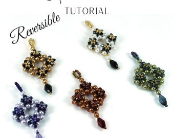 Lillian Reversible Pendant Beadweaving Tutorial — Right Angle Weave PDF Pattern KR018