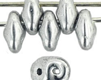 Full Labrador Silver SuperDuo Two Hole 2x5mm Czech Glass Bead - Shiny Silver -  15.2 gram Bag