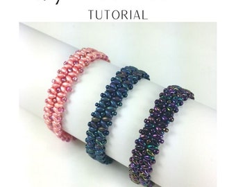 KR016 Beading TUTORIAL - Unspoken Bliss Bracelet Beadweaving Instructions Seed Bead Jewelry Pattern - DIY Etutorial - SuperDuo - RAW