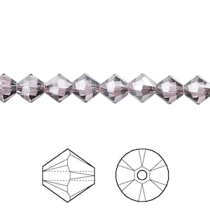 4mm Light Amethyst Satin Swarovski 5301 5328 Bicone - Swarovski Crystal Passions®, Crystal Light Amethyst Satin - 48 pieces per pack