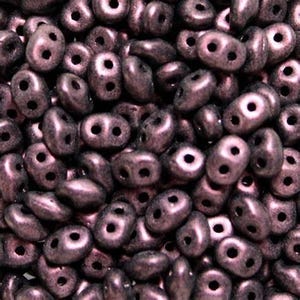 Metallic Suede Pink - SuperDuo Two Hole 2x5mm Czech Glass Bead - Sold in 10 Gram Bag