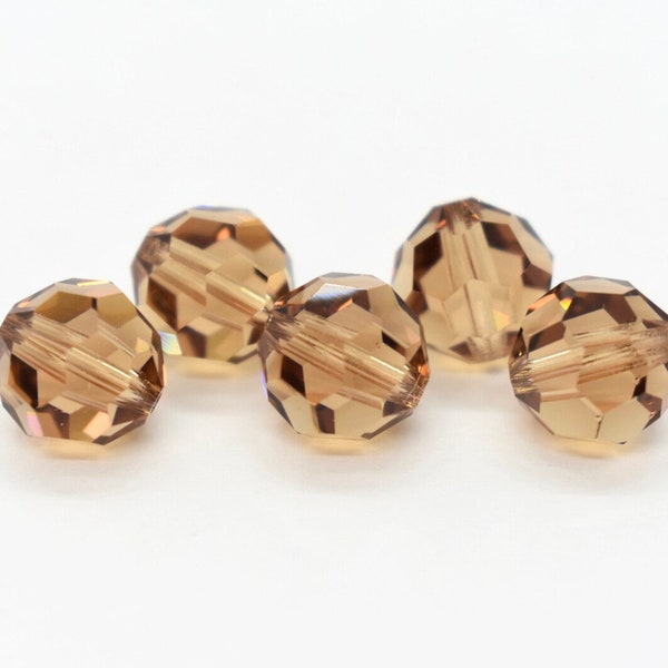 6mm Light Smoke Topaz 5000 Round Bead, Swarovski crystal, Crystal Passions®, 6mm Lt Smokey Topaz 5000 - Pack of 6 or 12