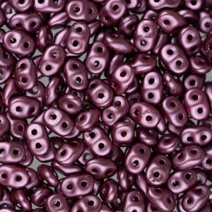 Pastel Burgundy - SuperDuo Two Hole 2x5mm Czech Glass Bead - Sold in 5.5 Gram Bag