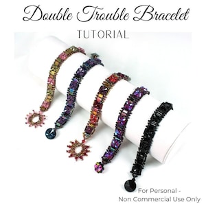 KR027 Beading TUTORIAL - Double Trouble Bracelet - Beadweaving Instructions Seed Bead Jewelry Pattern - DIY Etutorial - Tila Bead - RAW