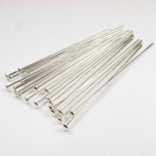 1-1/2" Headpin - 21 Gauge Silver-Plated Brass - Silver Flat Headpin Head Pin - SP .028in 21GA Headpin - Sold Pack of 77