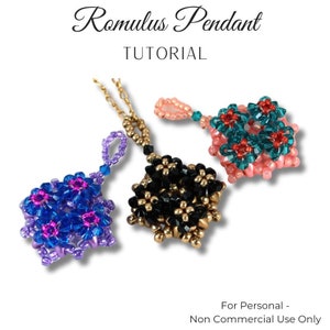 KR023 Beading TUTORIAL - Romulus Star Pendant Beadweaving Instructions Seed Bead Jewelry Pattern - DIY Etutorial - RAW - 3mm Crystals