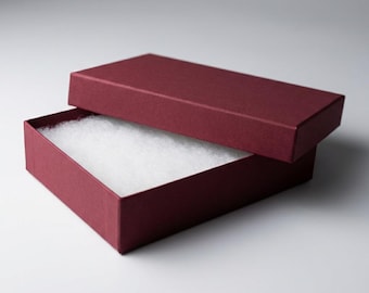 Burgundy Kraft Cotton Filled Jewelry Packaging Box 5.5x3.5x1 – Pendant Box, Necklace Gift Box, Small Business Supplies