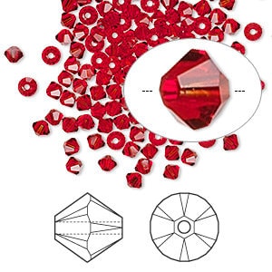 8mm Light Siam 5301 5328 Bicone Bead, Swarovski crystal, Crystal Passions®, 8mm Lt Siam- Pack of 15