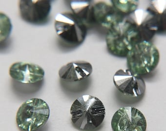 10mm Peridot - Swarovski Crystal Rivoli Buttons in Peridot 10mm - Style 3015 -  Green Peridot- 2 piece package