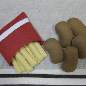 Felt chicken nuggets and french fries