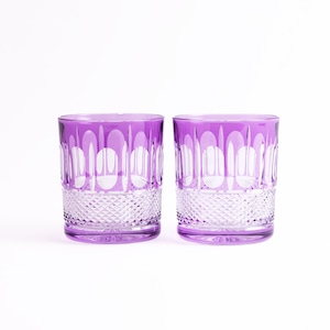 Purple Crystal Old-Fashioned tumblers |  Crystal Rocks Glasses | Crystal Old- Fashioned Glasses | Crystal Whiskey Glass Set of 2