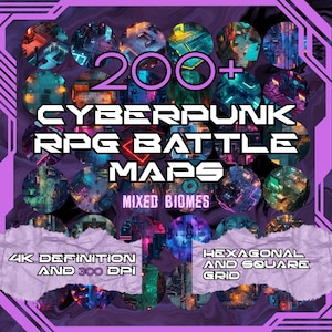 Más de 200 mapas de batalla ciberpunk: terreno de ciencia ficción imprimible para RPG y JDR (descarga digital)