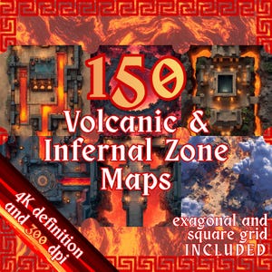 Volcanic and Infernal Battlemaps – 150 DnD TTRPG Maps (Printable and VTT)