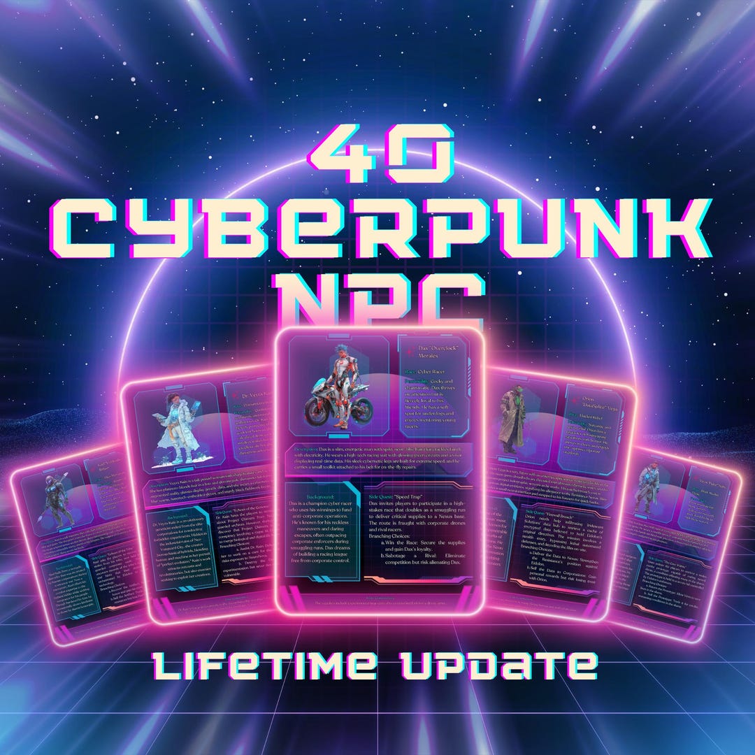 Cyberpunk NPC Pack | 40 Lore-rich TTRPG Characters (pdf, Png) - Etsy
