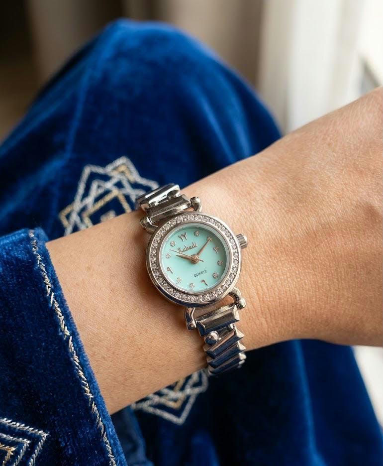 Arabic Numeral Watch, Eid Abaya Gift Watch, Gold Green Dial  display picture 2