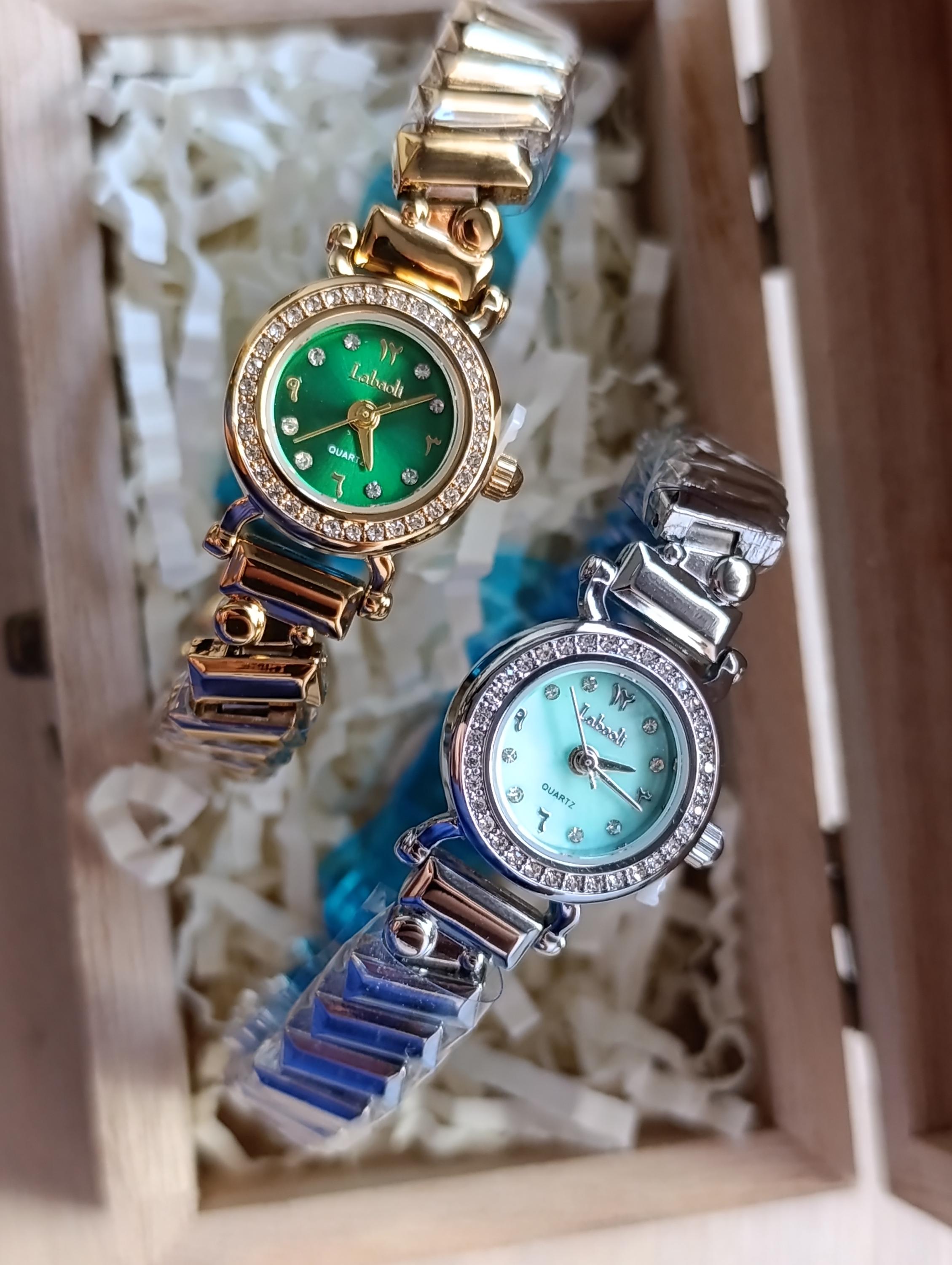 Women\'s Gold And Green Analog Elegant Cable Cuff Arabic Numbers Bracelet Watch Womens Rolex Datejust Watch 16233 Two Tone | 36Mm | Green  main image 2