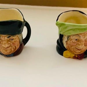 Vintage 1940s Royal Doulton Miniature Character Jugs - Toby and Sairy English Country CottageCore Granny Chic Eclectic