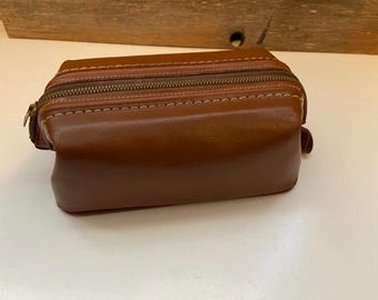 Vintage Genuine Split Cowhide Men’s Toiletry Bag Rustic Travel