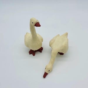 Vintage Style Goose Figurines inspired by Ike and Spillman CottageCore Shabby Chic Folk Art Farmhouse