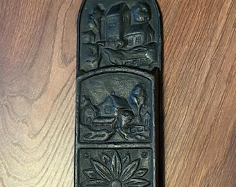 Antique Primitive Cast Iron Match Holder Rustic Farmhouse Industrial Americana