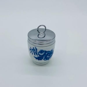 Royal Worcester Egg Coddler Blue and White Floral Pattern Shabby Chi CottageCore English Country