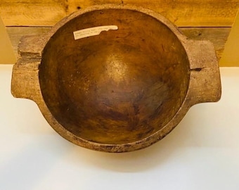 Antique Wooden Handmade Dough/Utility Bowl Rustic Farmhouse Primitive