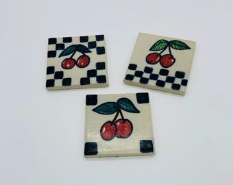 Cherry Ceramic TileTile/Coasters Boho Traditional Eclectic CottageCore Farmhouse Country