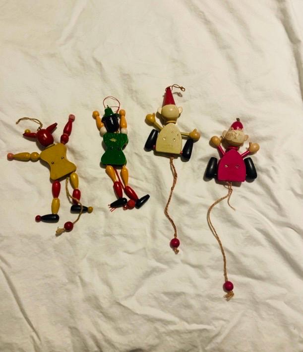 Vintage Set of Vintage String Wood Pull Toy Dolls Retro Folk Art Rustic ...