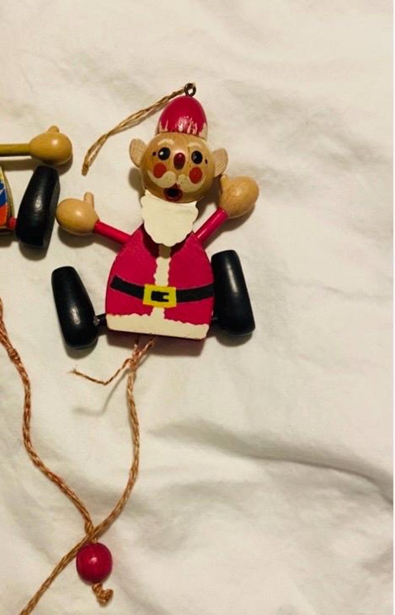 Vintage Set of Vintage String Wood Pull Toy Dolls Retro Folk Art Rustic ...