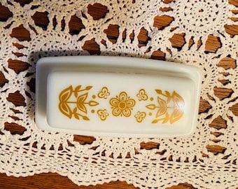Vintage Pyrex Butterfly Gold Butter Dish Mid Century Modern Retro Farmhouse Country Cottage