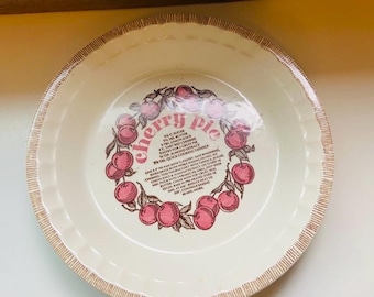 Vintage Royal China Jeannette Cherry Pie Plate, Recipe Design