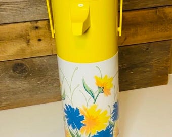 Vintage 1970s Aladdin Pump-A-Drink Thermos 1 Quart Drink Dispenser Mid Century Modern Retro