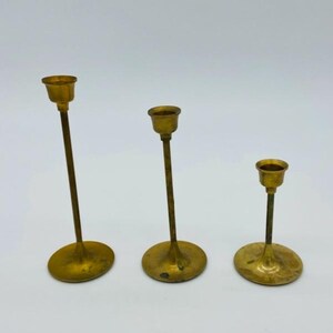 Vintage Brass Candle Stick Holder Boho Eclectic Rustic CottageCore